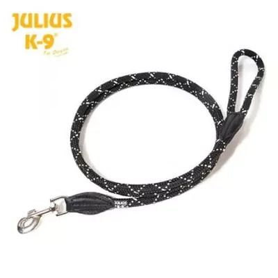 Julius-K9 zsinórpóráz - 2 m, fekete-fluoreszkáló